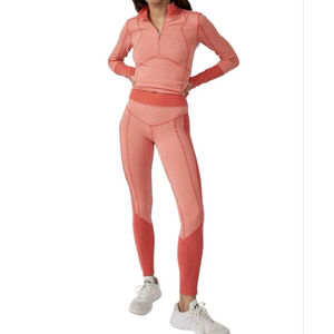 Free People Undercover Colorblock Leggings Orange High Rise NWOT XS FP Movement